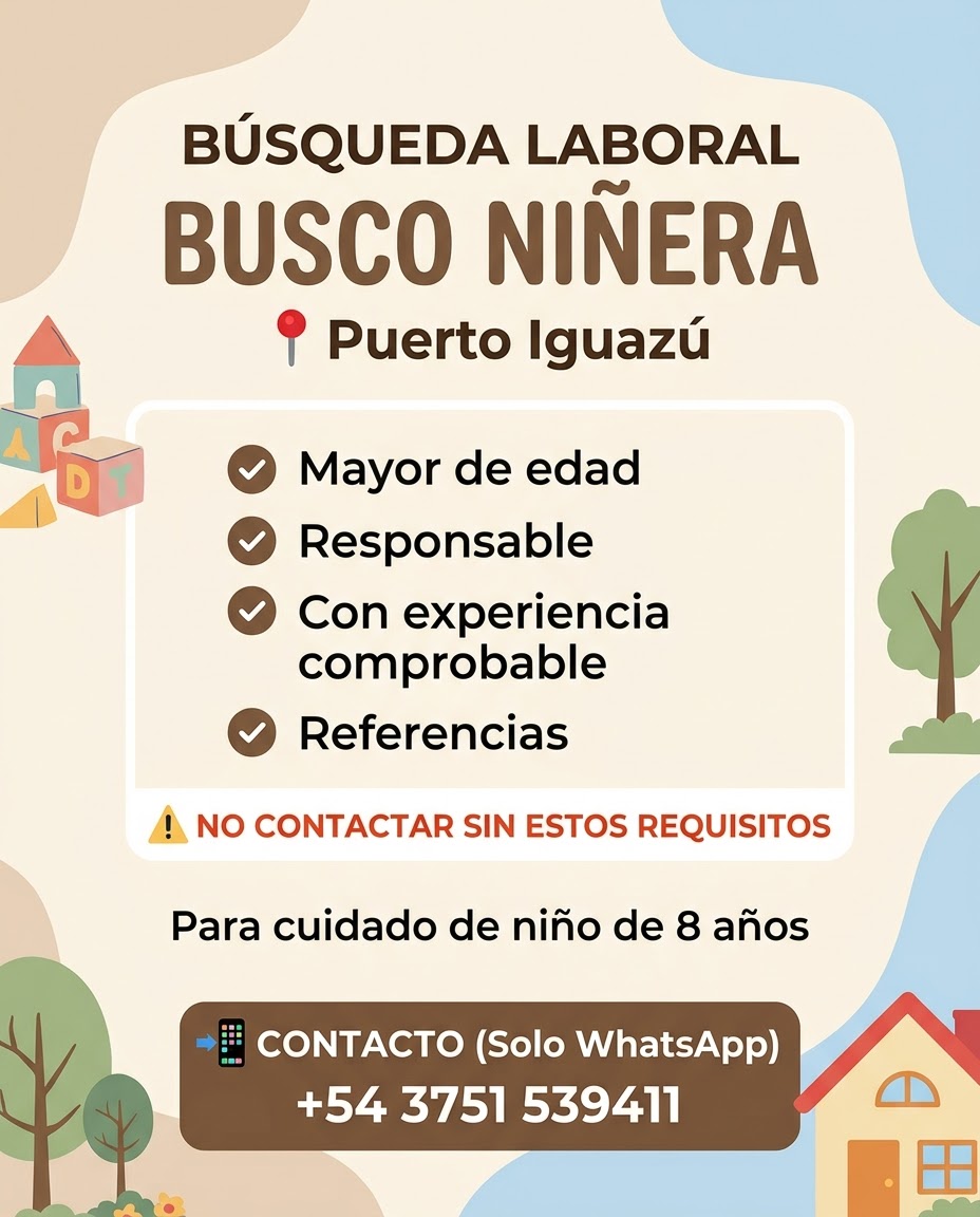 Se Busca Niñera en Puerto Iguazú