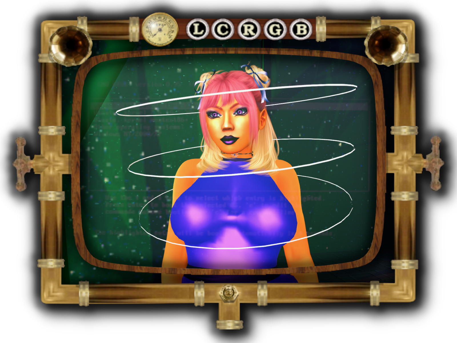 TRUTH Collective's Mochi style, from the front, seen with polka-dot hair ribbons.
