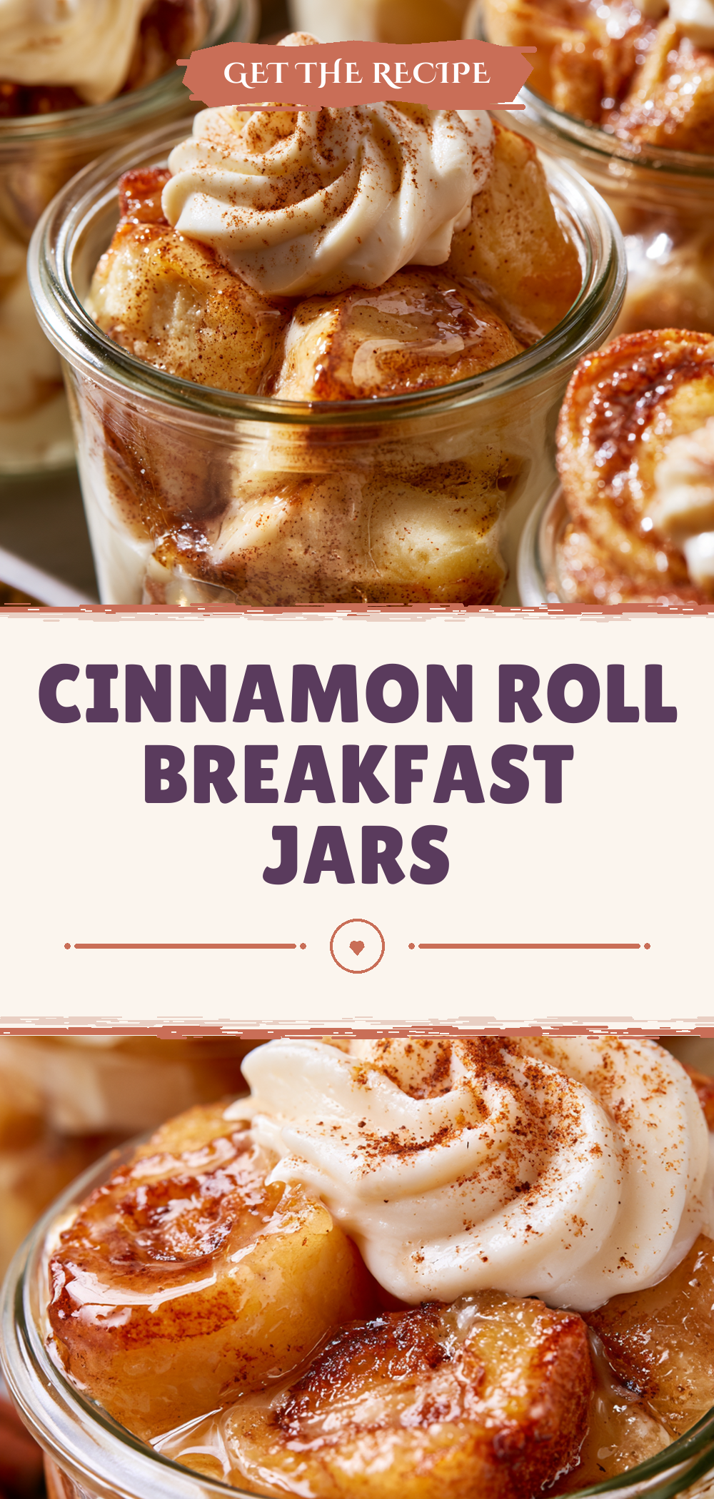 Pinterest graphic for Cinnamon Roll Breakfast Jars