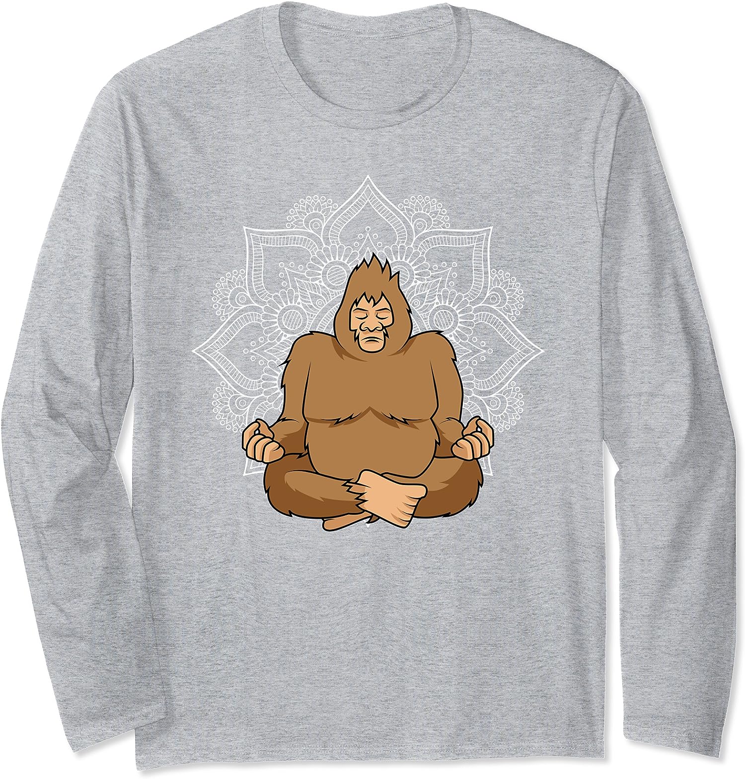 Meditating Bigfoot Sasquatch Believer Mandala Lover Long Sleeve T