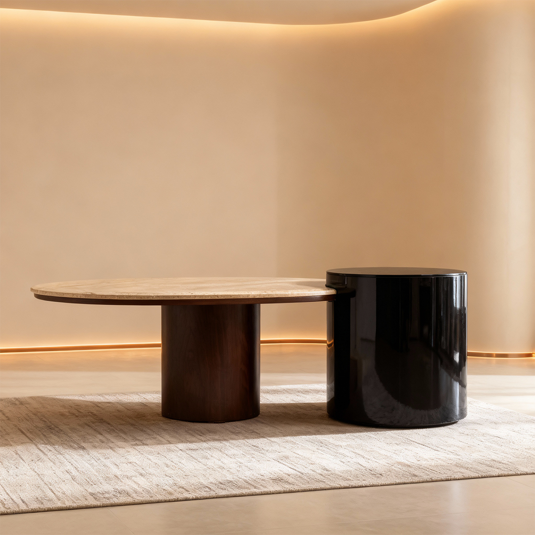 Modern Duo Drum Table Set