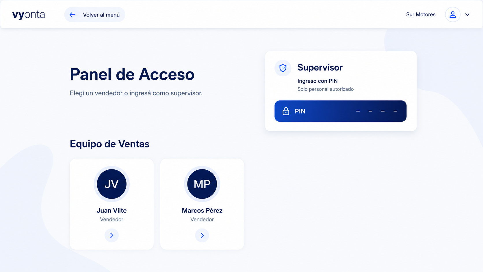 Panel de ventas de Vyonta Manager