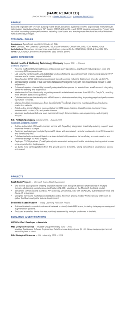 Anonymised CV