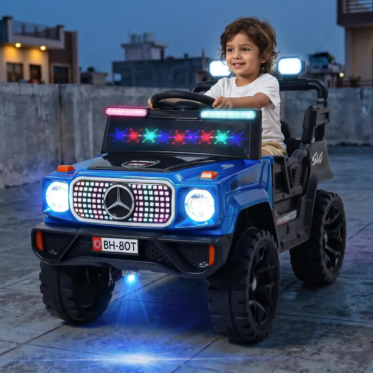 1-6 years 80 T  Battery Operated Jeep for Kids | Ride on Toy Electric Car with 4x4 Motors, Swing Mode, Led Lights & Music | Rechargeable Electric...