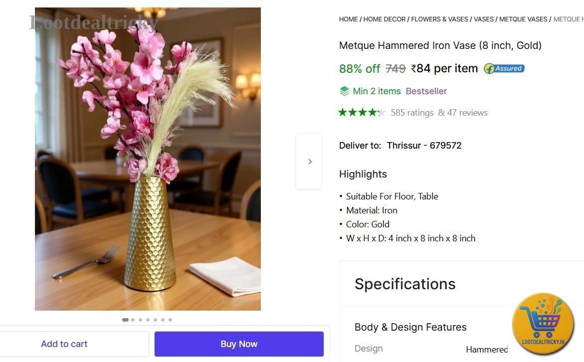 Hammered Iron Vase – Just ₹84 | Limited Time Loot Offer