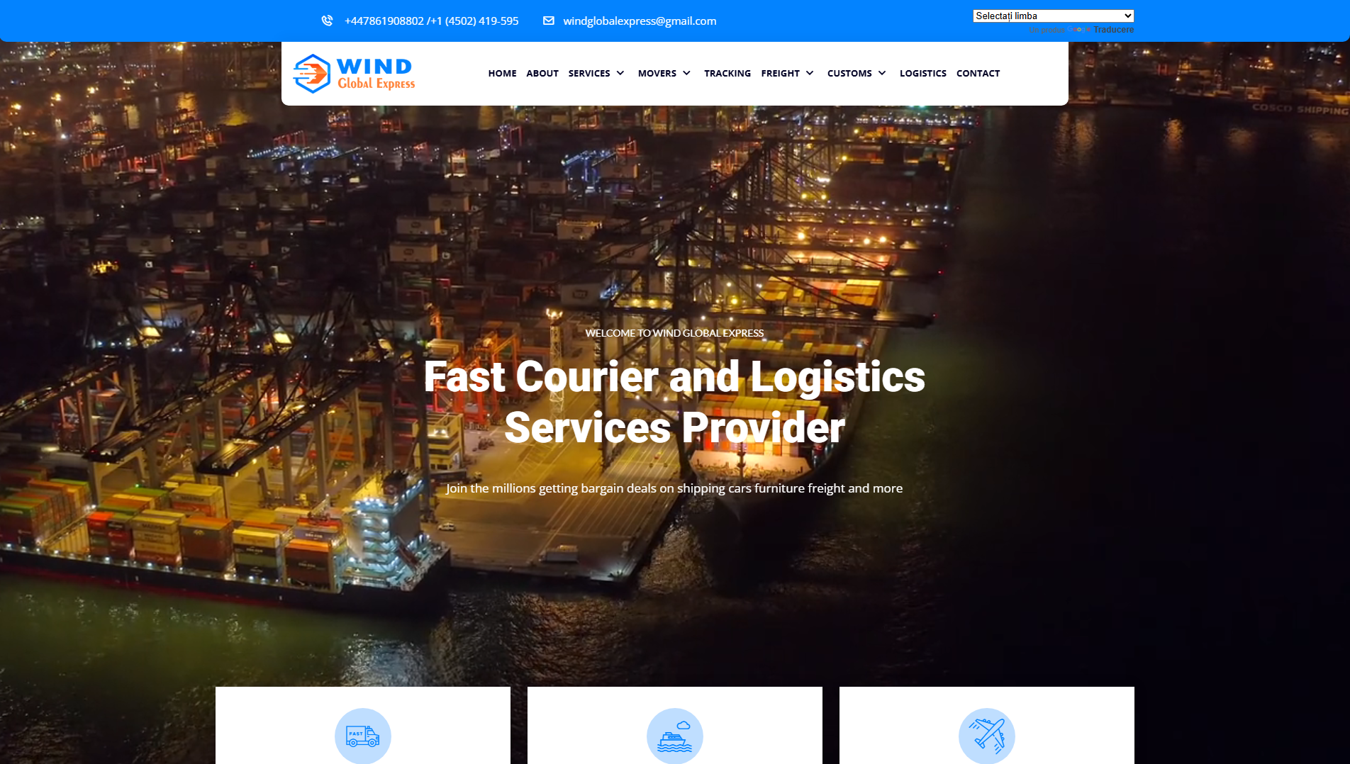 Screenshot of windglobalexpress.com