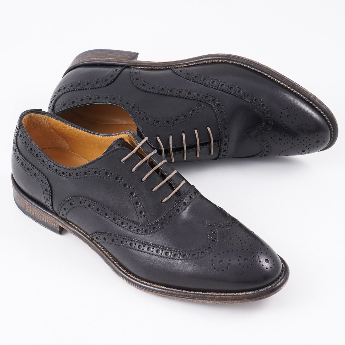 Sutor Mantellassi Black Calf Leather Wingtip Oxford 8 (Eu 41  display picture 1