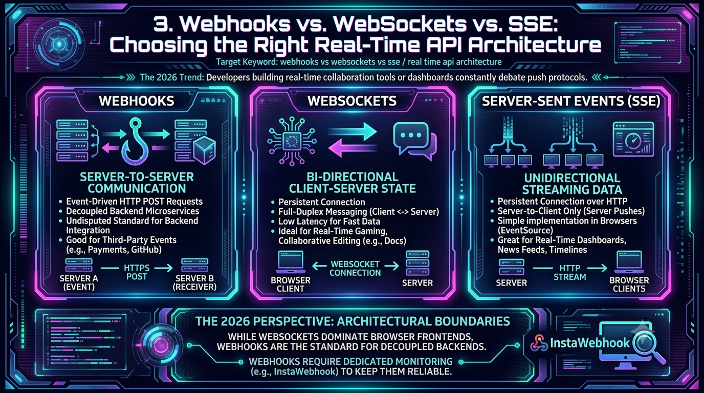 Webhooks Vs Web Sockets Vs SSE Choosing The Right Real Time API Architecture