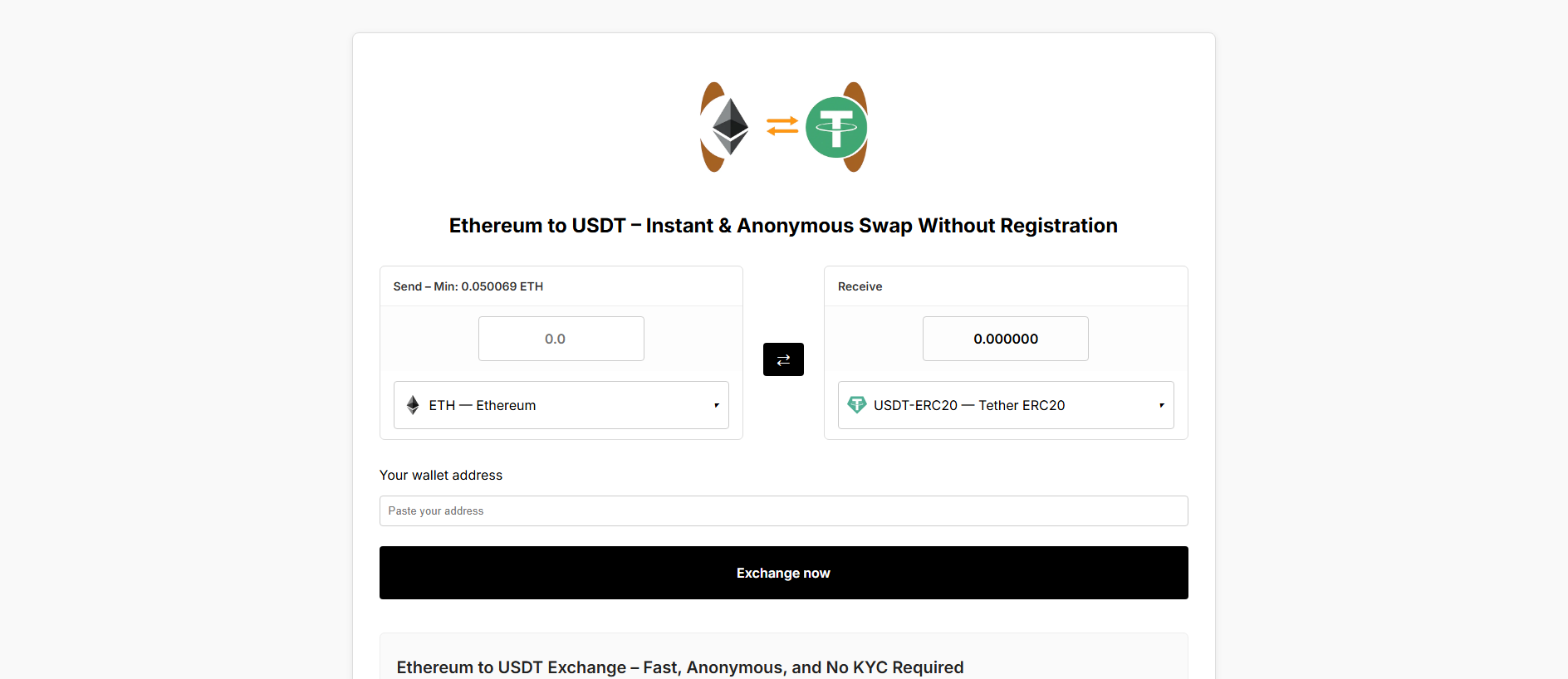 Stored capture of eth-to-usdt.com