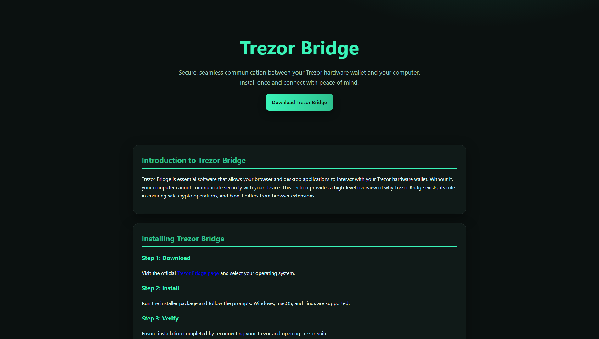 Stored capture of connect-trezarr-bridge.pages.dev
