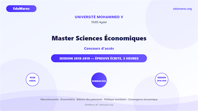 Master Sciences Économiques — FSJES Agdal 2018-2019