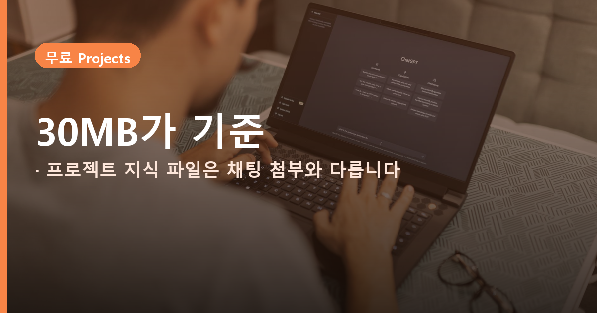 클로드 프로젝트 무료 사용, 5개는 되지만 파일은 30MB 기준입니다 도식