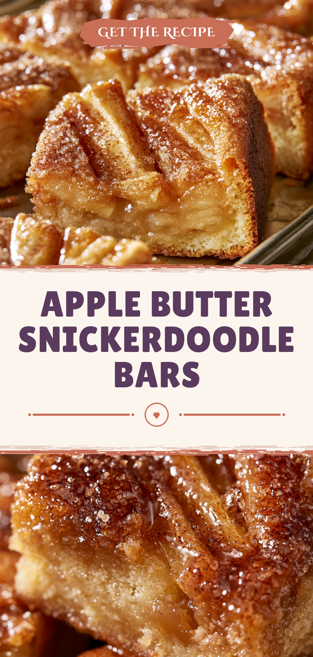 Pinterest graphic for Apple Butter Snickerdoodle Bars