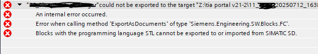 TIA Portal 21 : Version control interface workspace error TIA Portal 21 : Version control interface workspace error