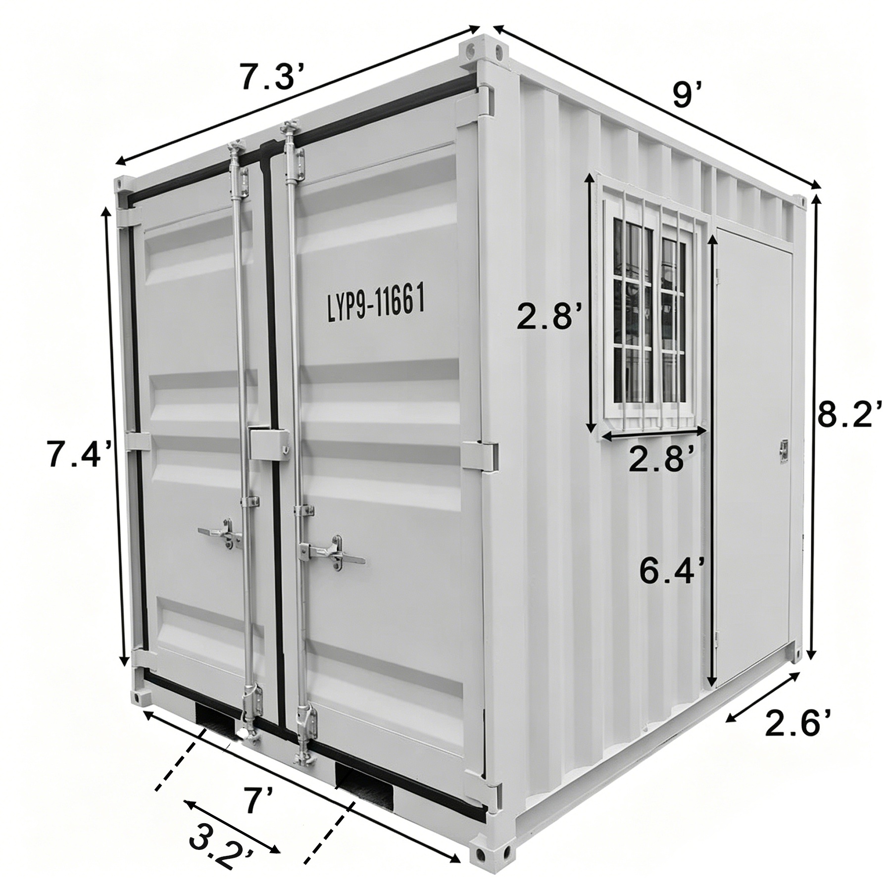 9ft Portable Storage Conex Box Container w/Lockbox & Windows