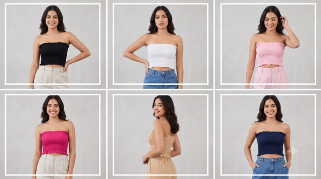 Sheering Bandeau Crop Top Size Guide