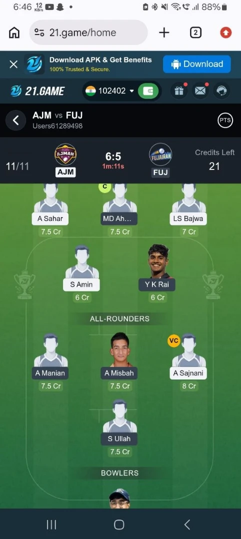 21 Sports Fantasy Team