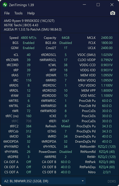 Zen Timings 4800 stock