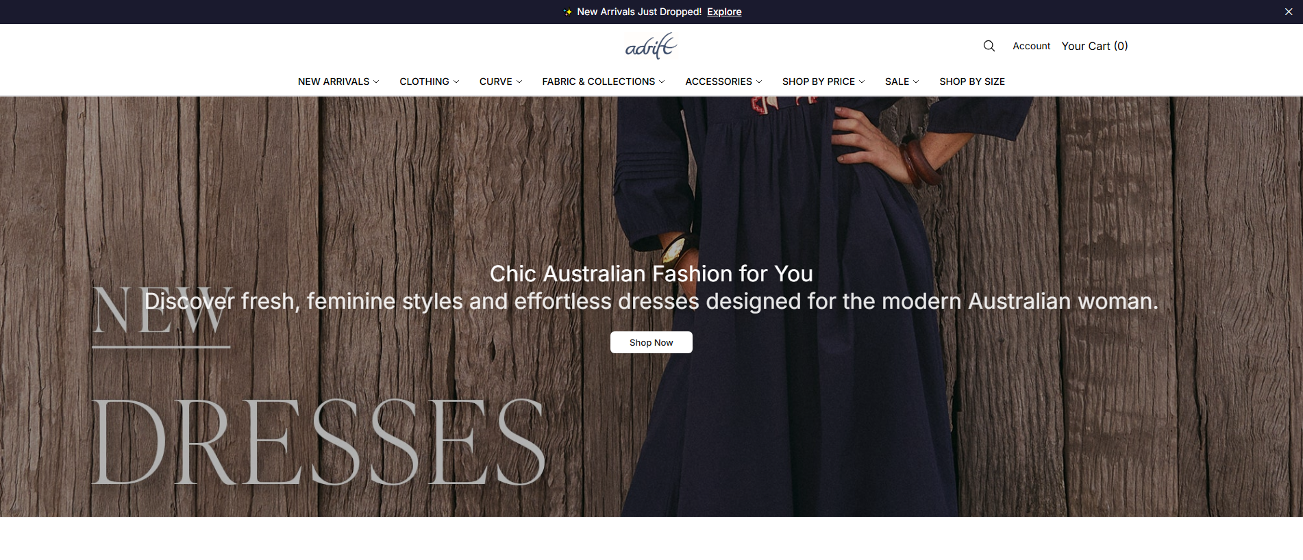 Stored capture of adriftstyle.shop
