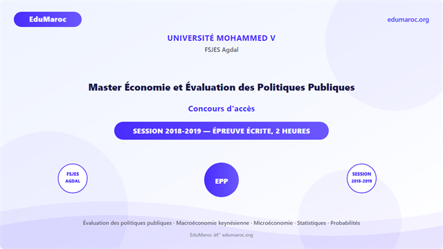 Master Économie et Évaluation des Politiques Publiques — FSJES Agdal 2018-2019