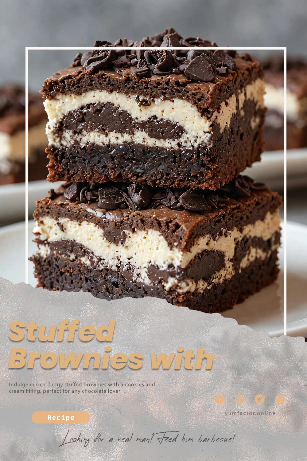 Stuffed Brownies with Cookies and Cream