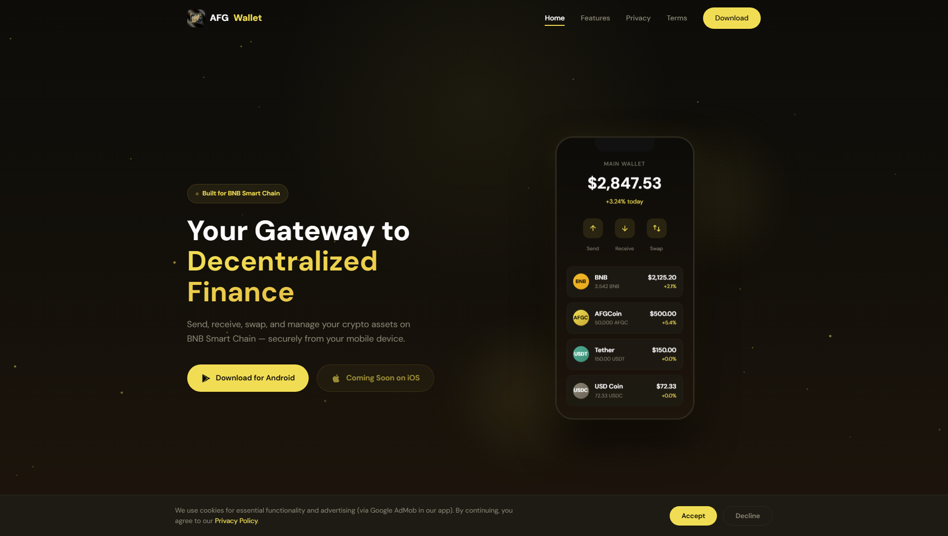 Screenshot of afgwallet.com