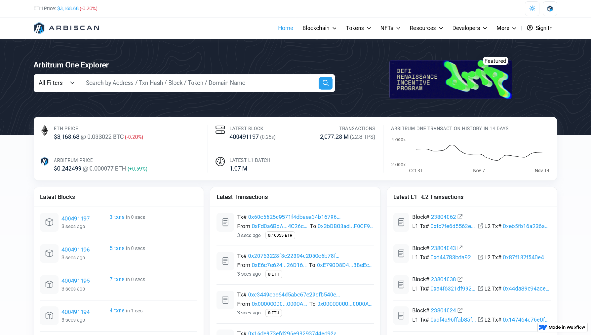 Screenshot of arbsicans.webflow.io