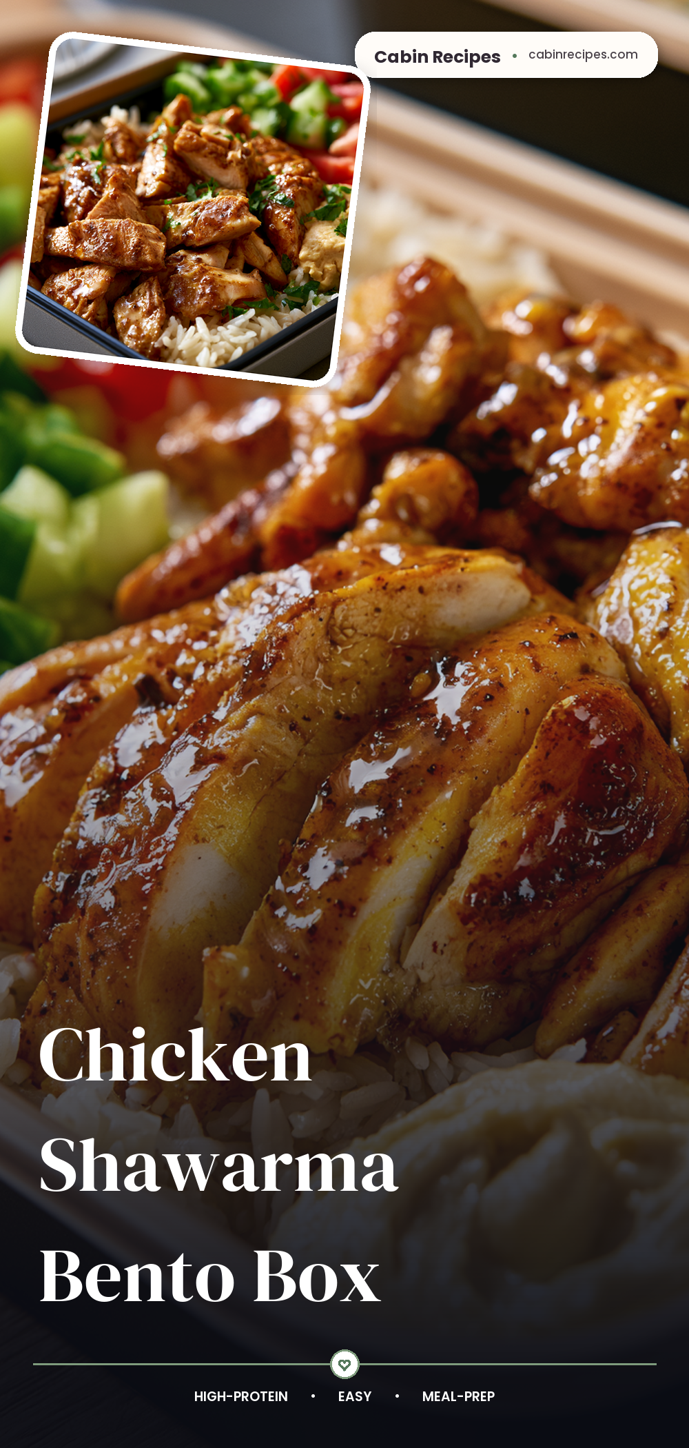 Pinterest graphic for Chicken Shawarma Bento Box