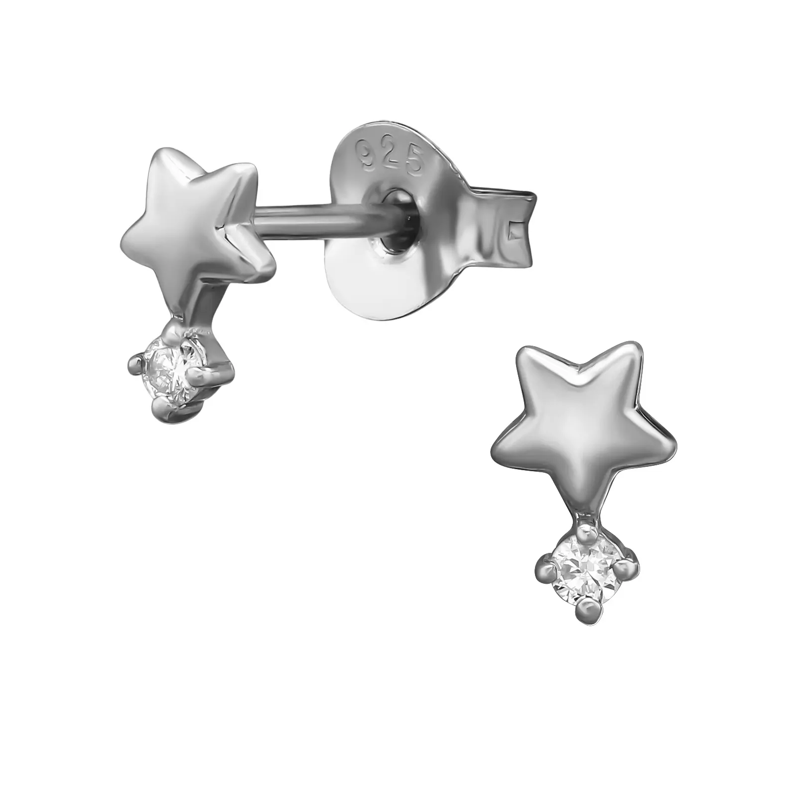 Sterling Silver Star 926 Stamped Ear Studs
