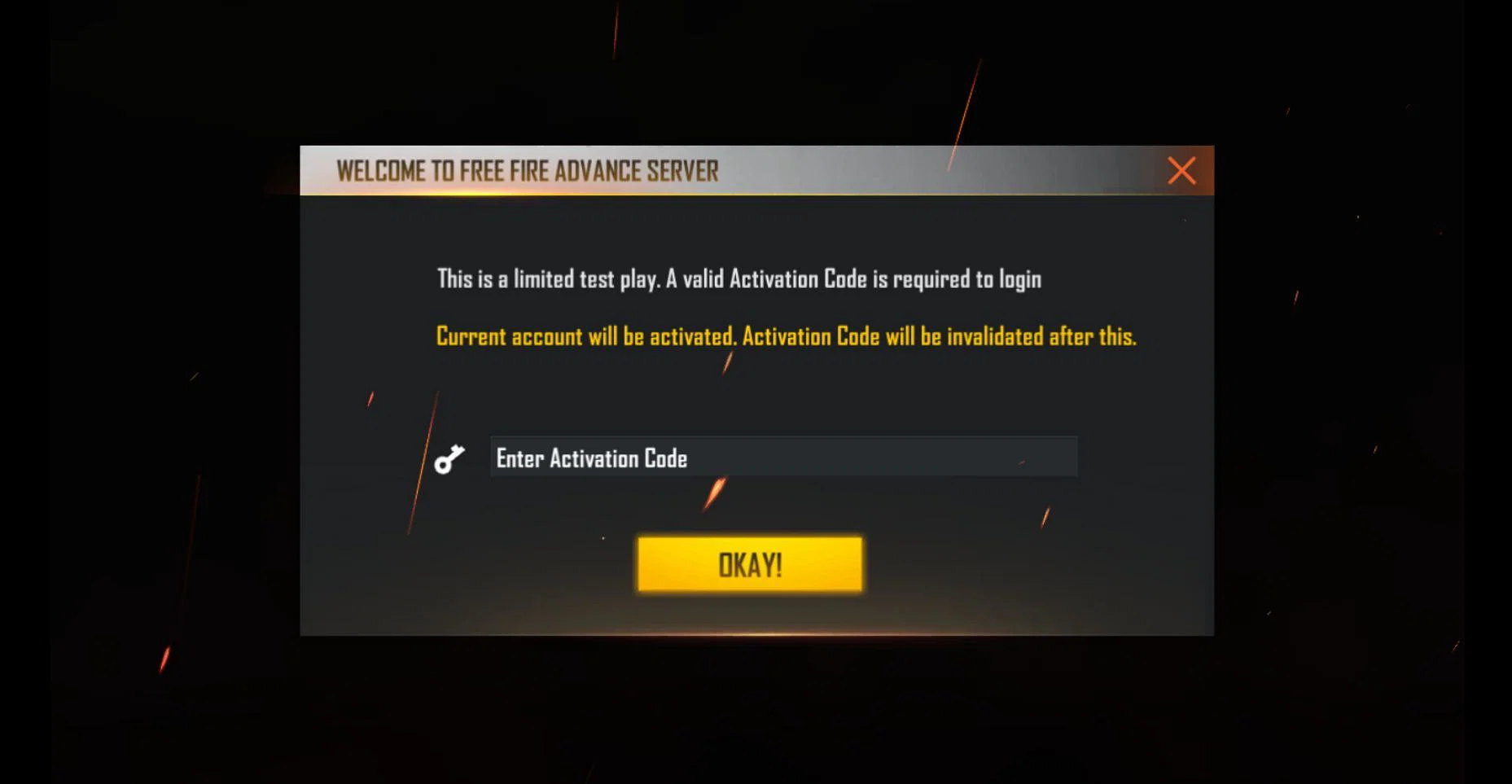 Free Fire Advance Server Activation Code List