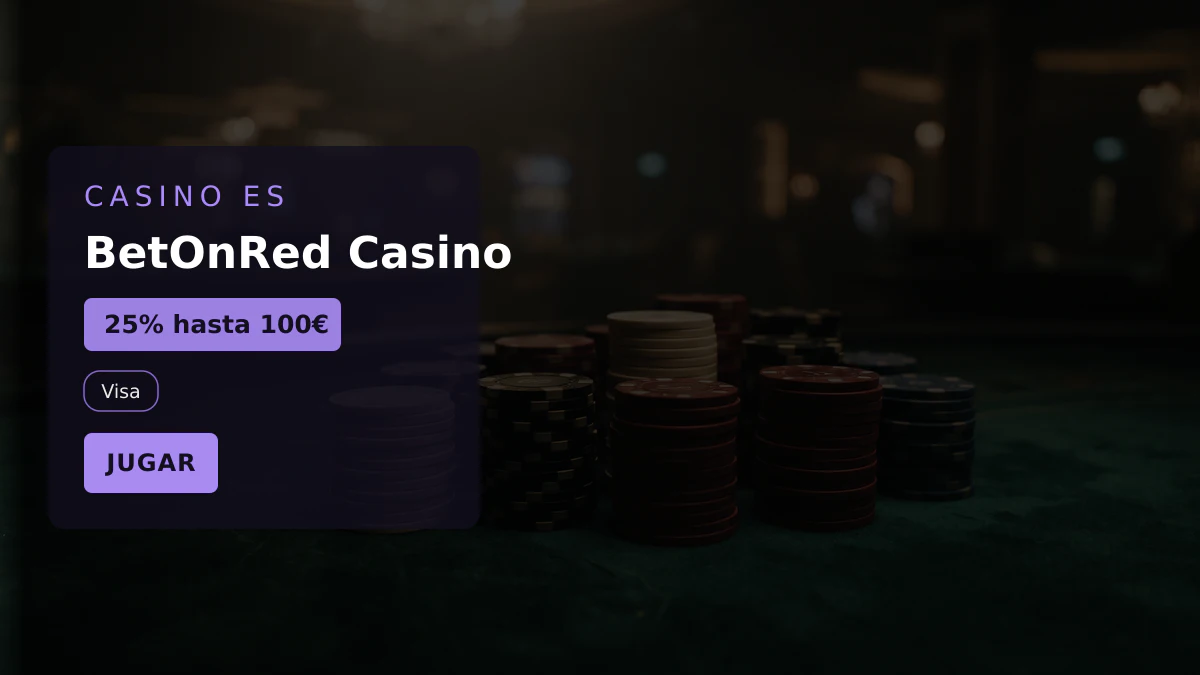 BetOnRed Casino — bono de bienvenida 25% hasta 100€ + 250 FS, pagos: Visa, Mastercard, Skrill, Neteller, Paysafecard