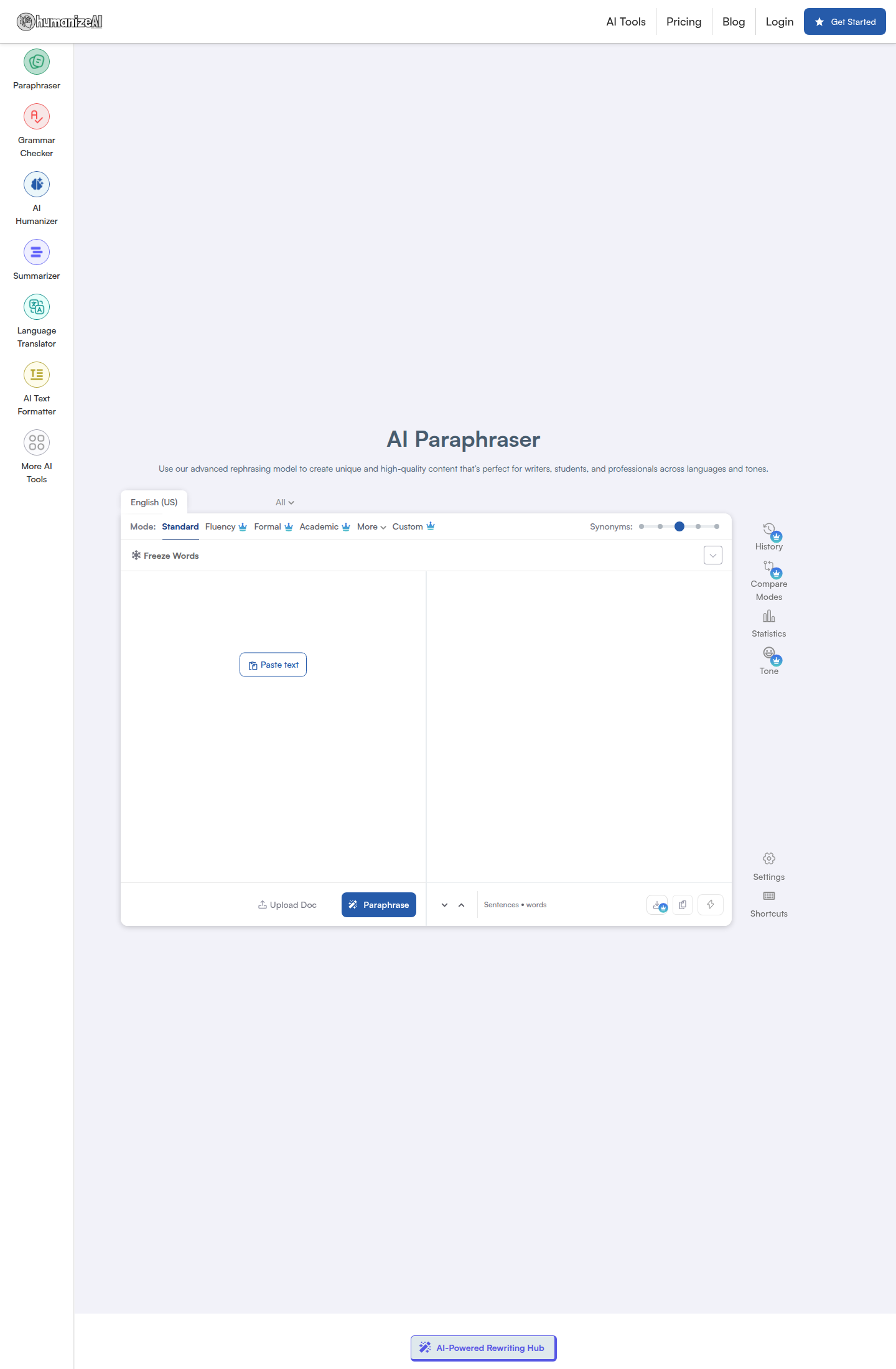 HumanizeAI.io Paraphraser