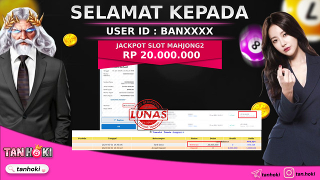 TANHOKI JACKPOT SLOT MAHJONG 2 Rp.20.000.000,- LUNAS