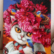 Алмазна мозаїка Brushme Квітуча киця 40*50 см на підрамнику (арт. DBS1035)