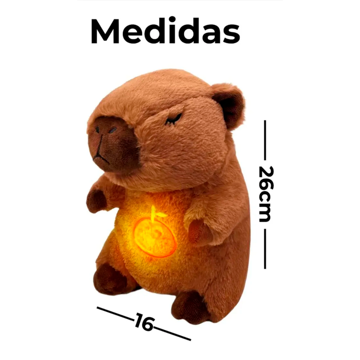 Medidas de la capibara dormilona de 26 por 16 cent&iacute;metros