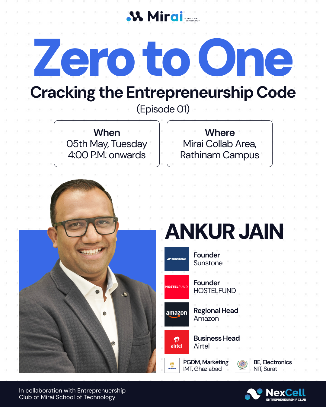 Zero to One Event Poster featuring Ankur Jain