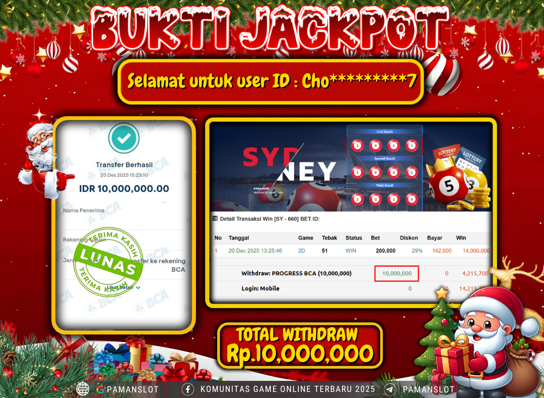 PAMANSLOT JACKPOT Game SY-660 Win: 2D Rp.10,000,000- LUNAS