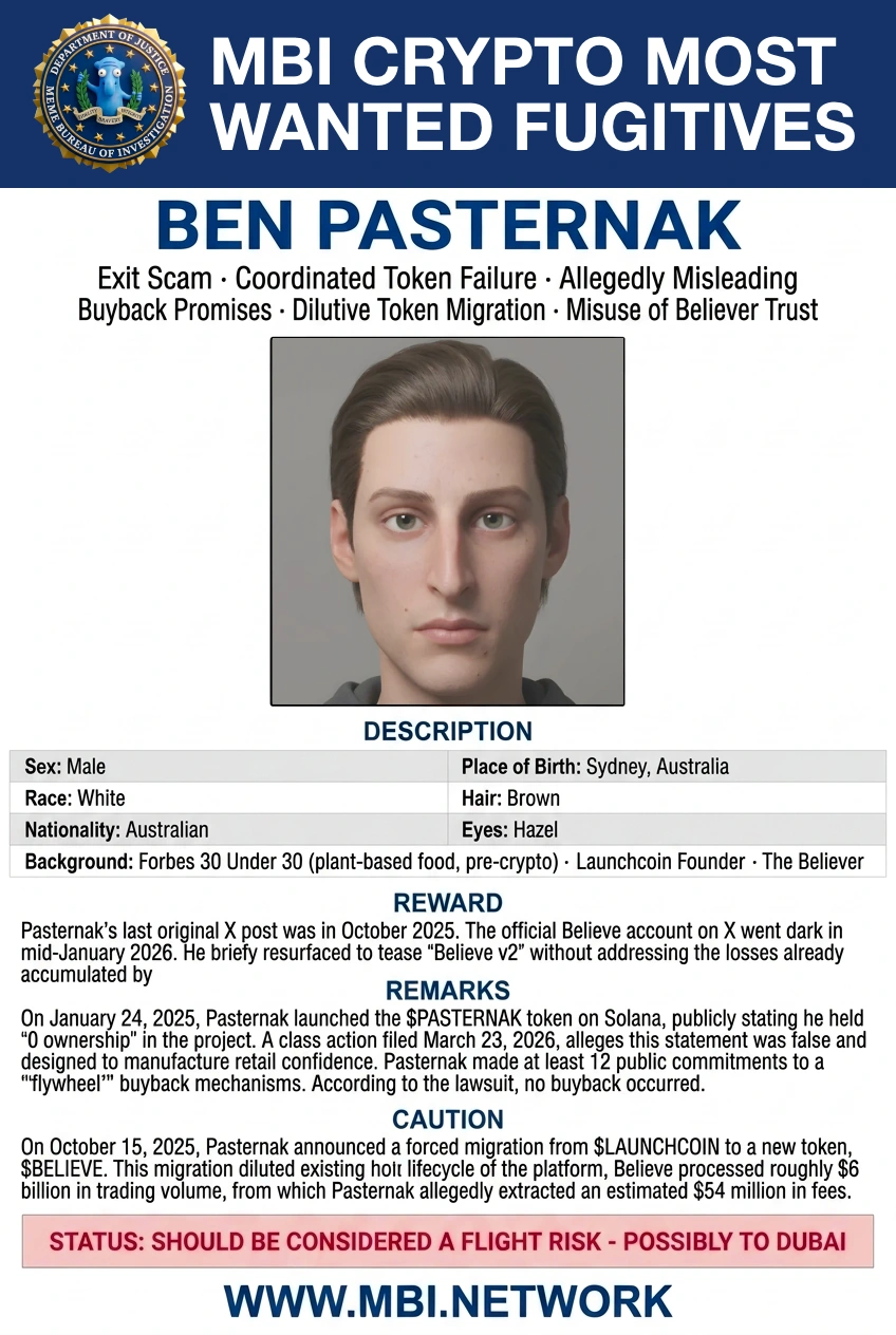 Ben Pasternak Wanted Poster