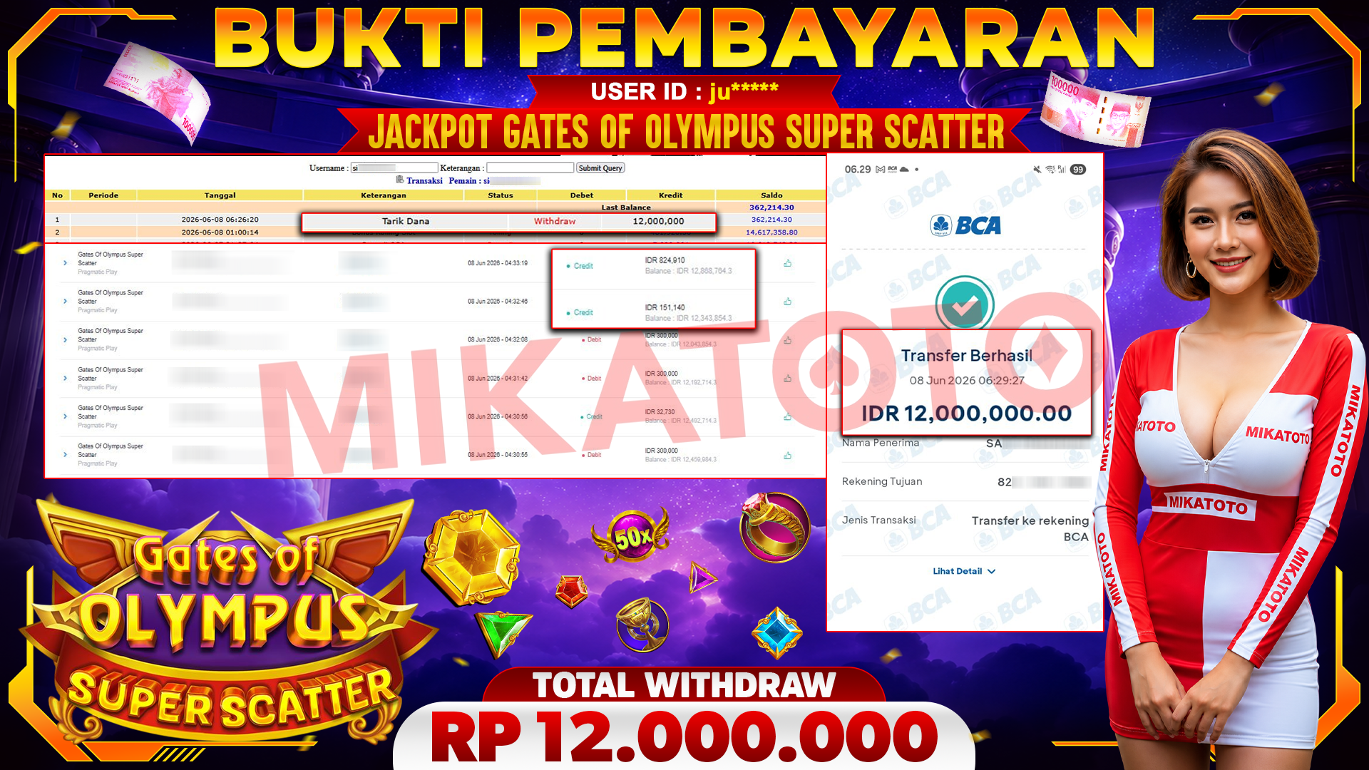 🏆 SELAMAT KEPADA PEMENANG JACKPOT DI Gates Of Olympus Super Scatter - Pragmatic Play 10,000,000🏆