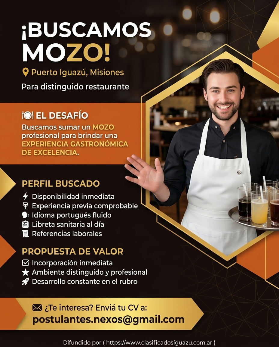 Se Busca Mozo / a en Puerto Iguazu y Alrededores