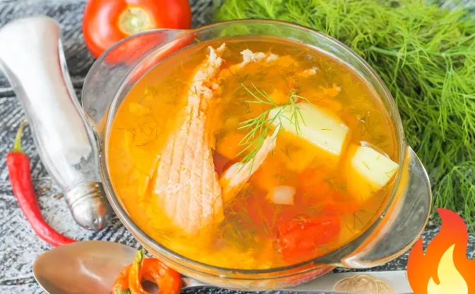 Постер Уха из хребтов красной рыбы