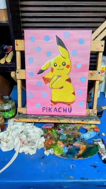 Pintura al óleo de Pikachu por Myriam Gutierrez