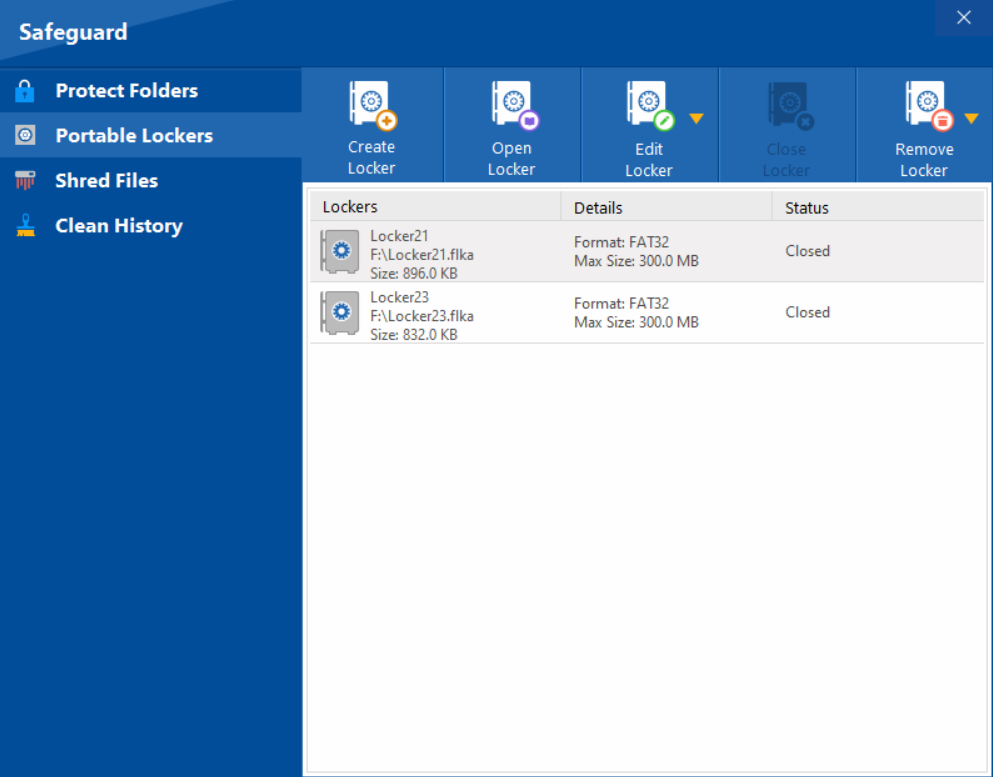 Folder Protect protection list showing managed files and Windows access rules