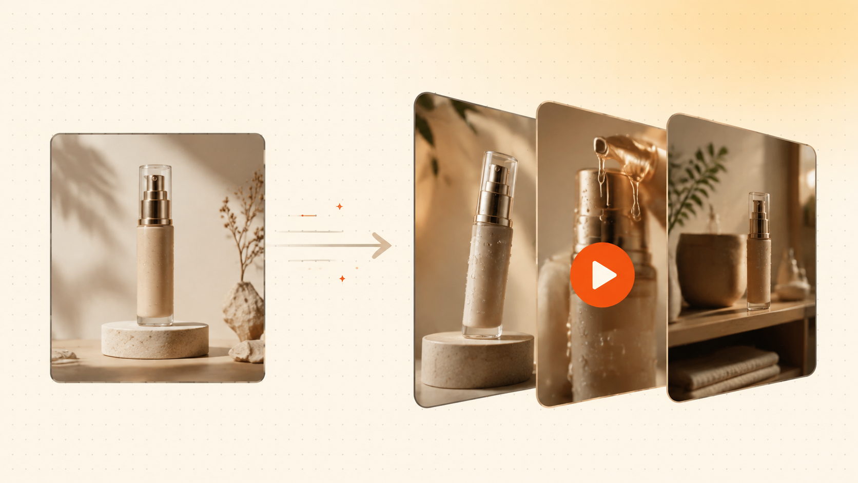 Product photo transforming into video ad frames with Gridvid