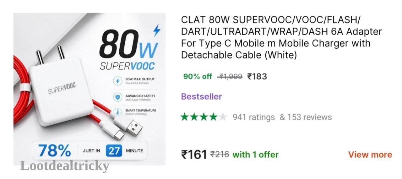 80w Supervooc Charger – Just ₹183 | Best Deal