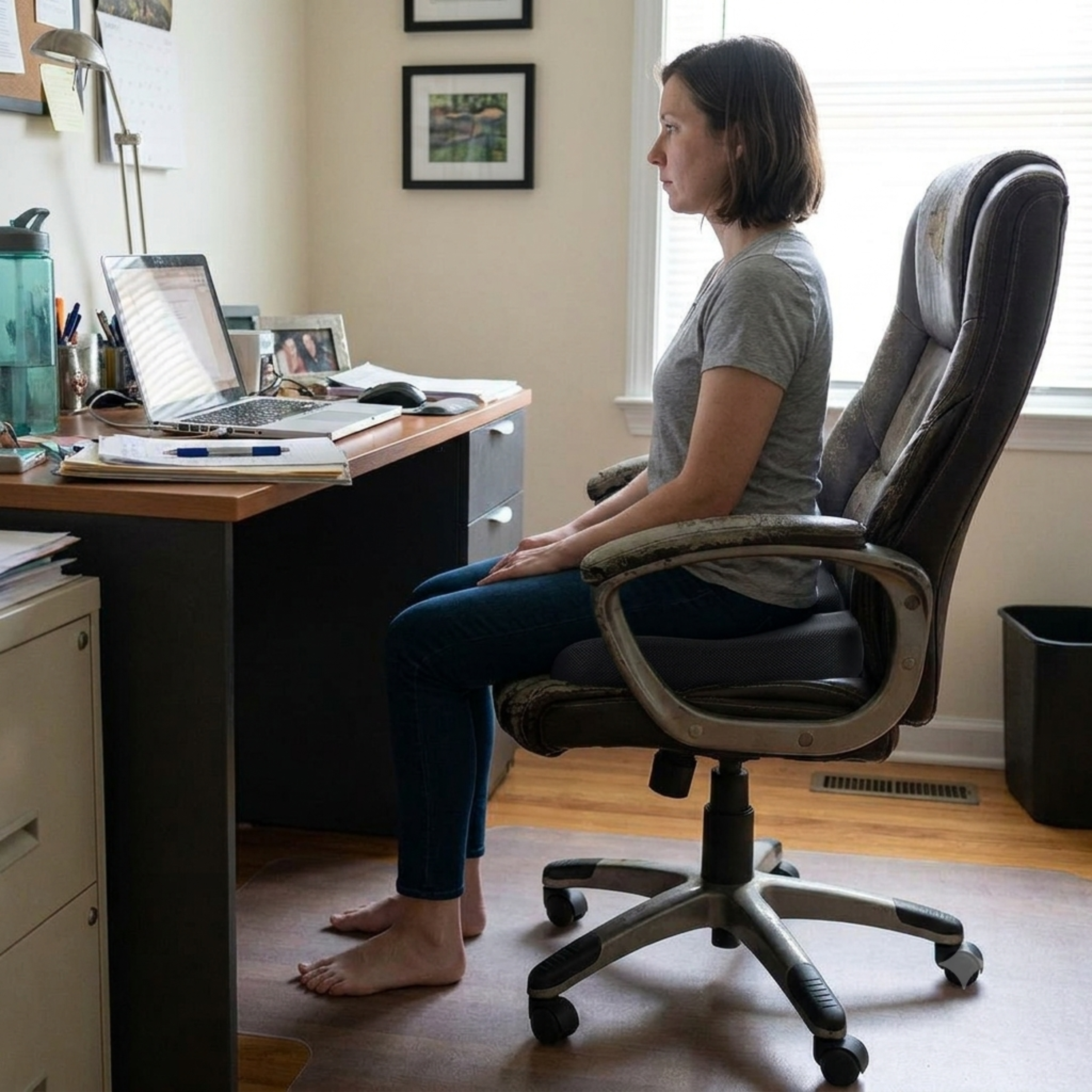 Relaxed, upright sitting posture with Cloudseat support