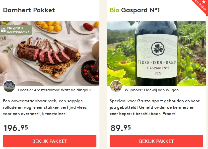 Kerst specials voor de feestdagen - Damhert pakket - Bio Gaspard nr1 rode wijn www.Vleeskopenbijdeboer.nl