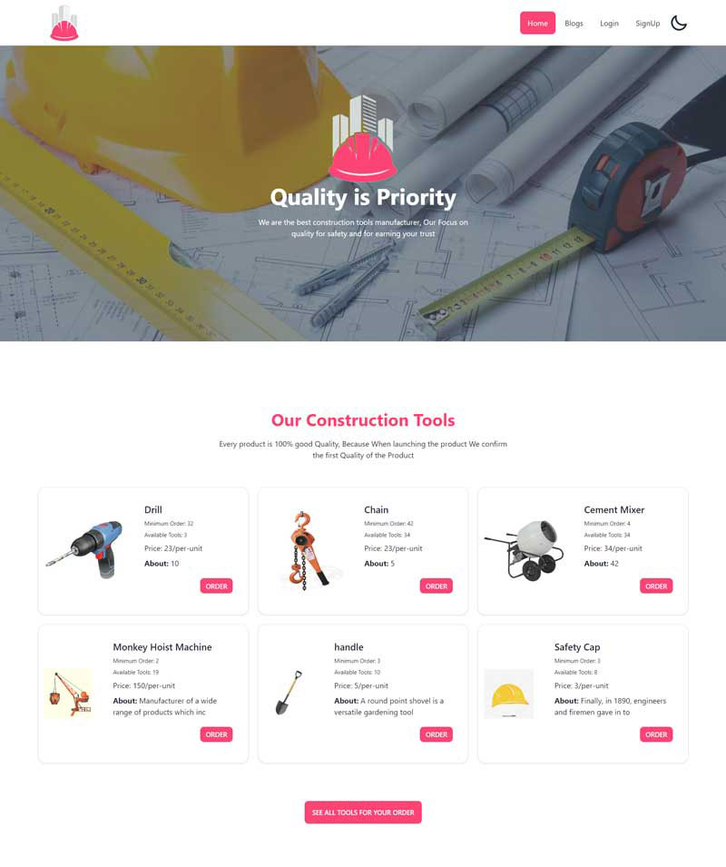 Construction Tools Manufacturer project preview