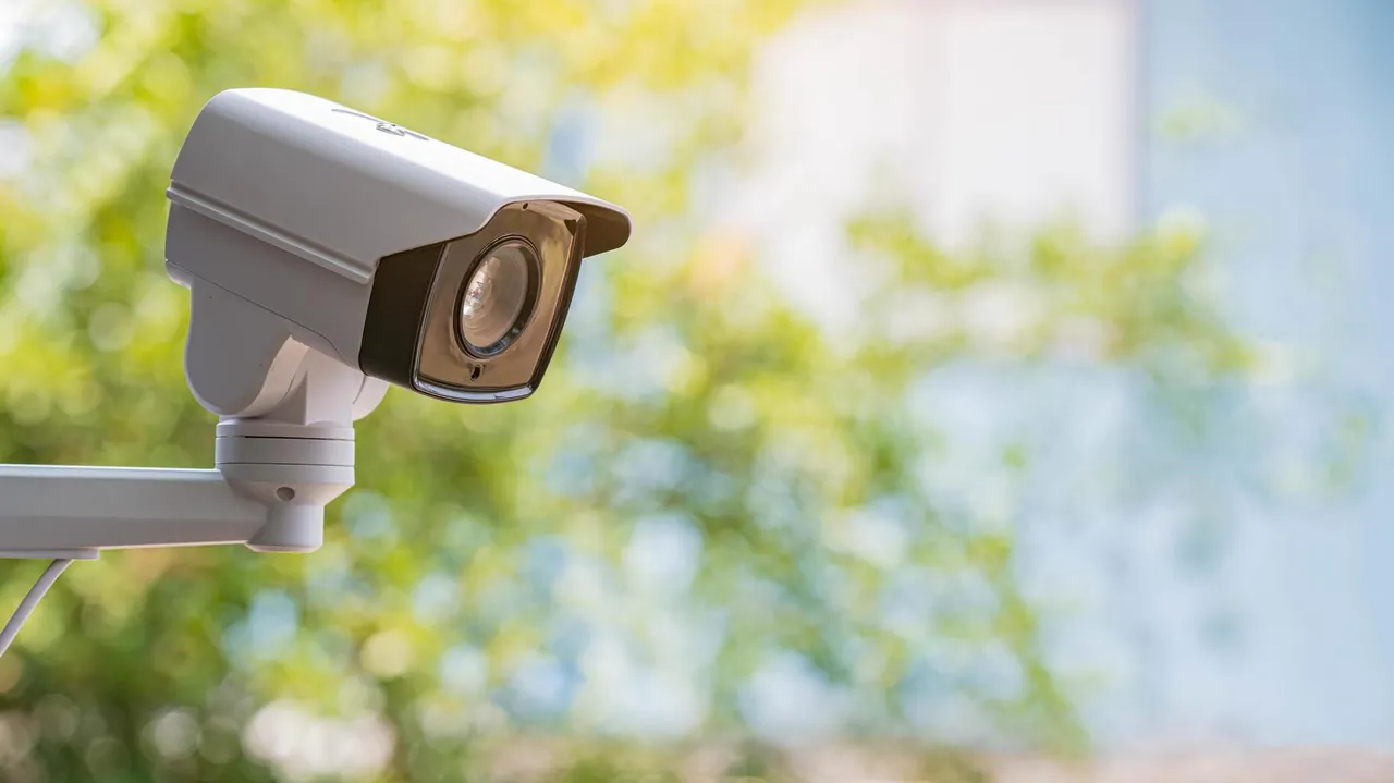 Outdoor bullet CCTV camera mounted on a wall