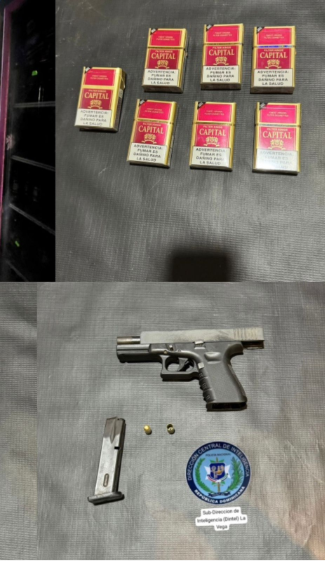 Policía Nacional ejecuta allanamiento en La Vega, ocupa arma de fuego y cigarrillos comercializados de manera ilegal   .